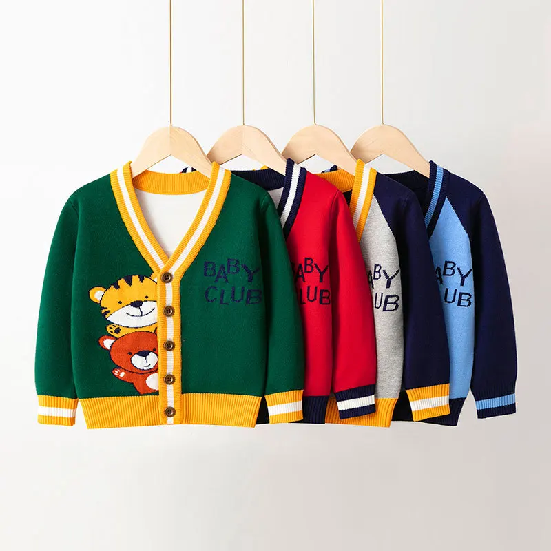 

2025 Winter New Children's Clothing Cute European and American Children's Sweater Jackets Boys' Girls' Cartoon Knitted Cardigans