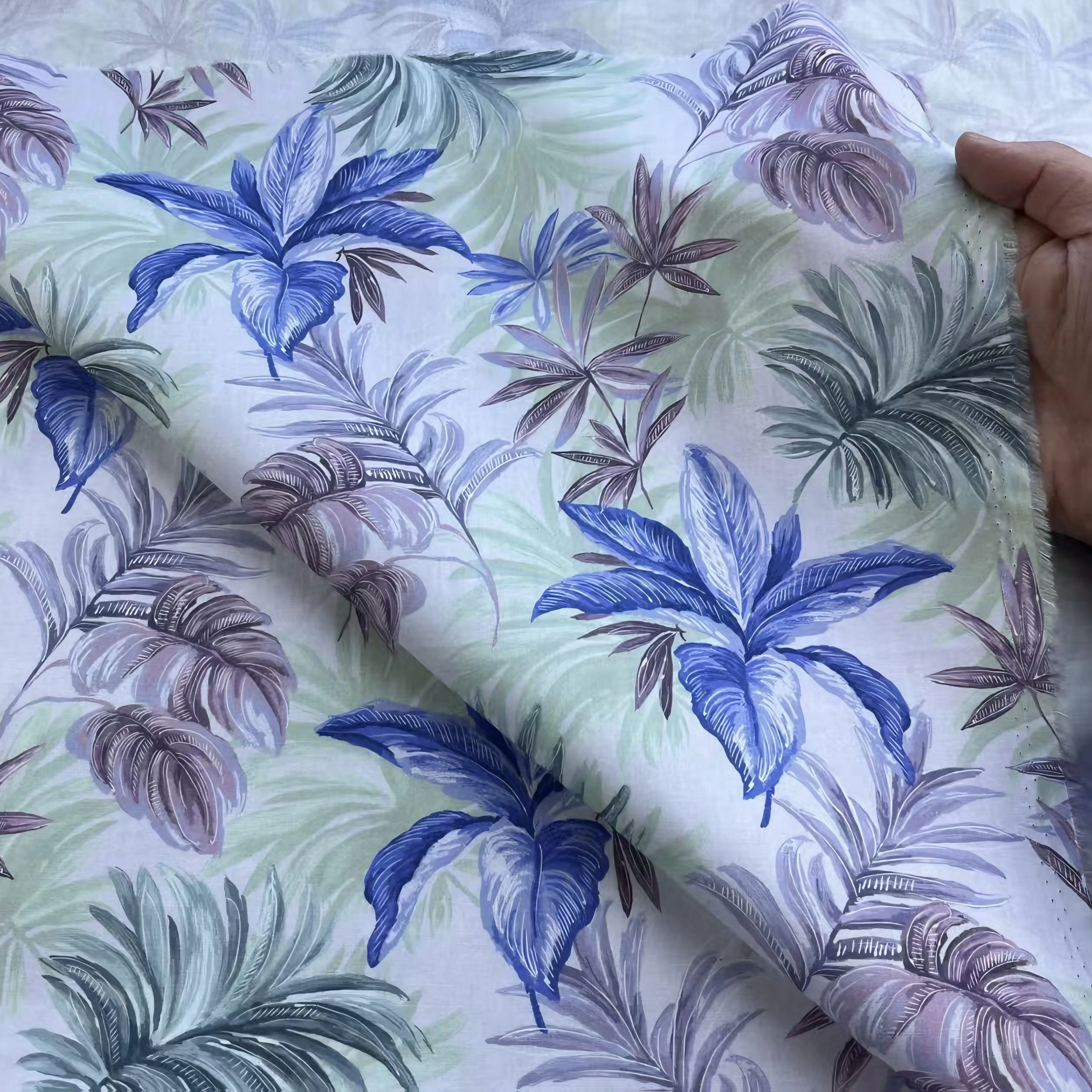 Bedruckter Stoff aus 100 % Baumwollpopeline im tropischen Stil mit Pflanzenmotiv, mehrere Farben erhältlich, ideal für DIY-Kleidung und Heimdekor-Design