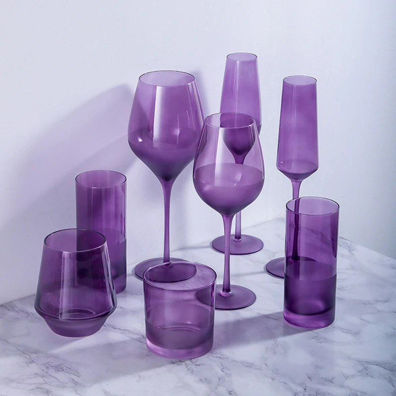 Lead-Free Crystal Glass Champagne Wine Glasses Set Home Big Belly Goblet Bordeaux Light Luxury Charm Purple Burgundy Whiskey Cup