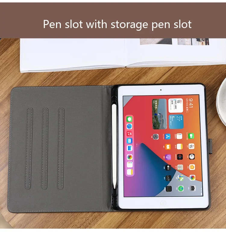 Für iPad Mini Air Pro 11 10,9 10,5 10,2 9,7 Zoll TPU-Lederhülle mit Schlaf-/Aufwachfunktion und Stifthalter – Detail 3