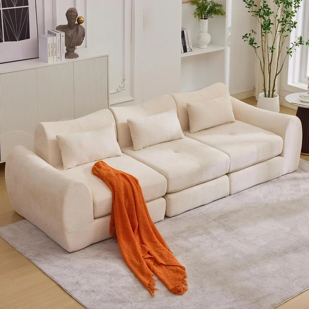 

Многофункциональный диван-кровать 4-в-1 с секционным диваном Cloud, подходит для гостиной, спальни и зоны отдыха (бежевый)