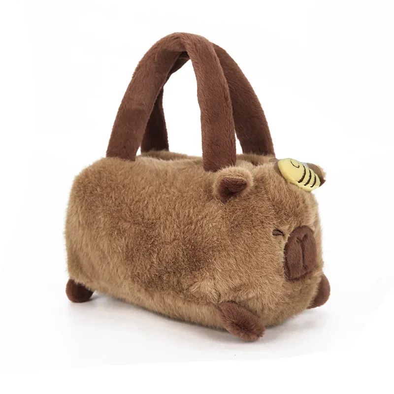 Cute Plush Capibala Capybara Large Capacity Cartoon Shoulder Messenger Bag Portable Commuting Handbag