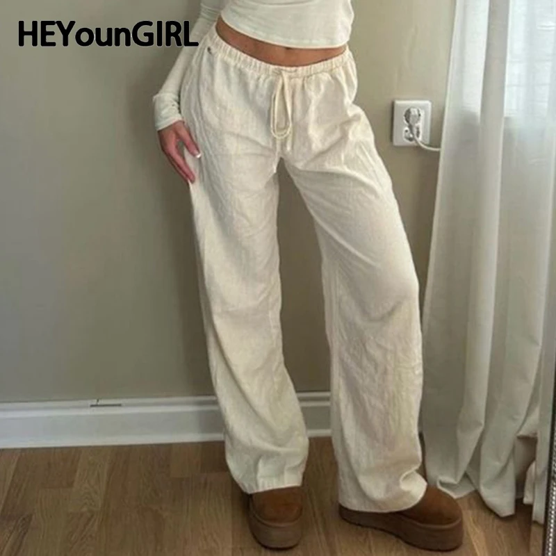 

HEYounGIRL Low Waist Casual Women Loose Pants Autumn Basic Minimalist Straight Trousers Streetwear Ladies Sweatpants Outfits