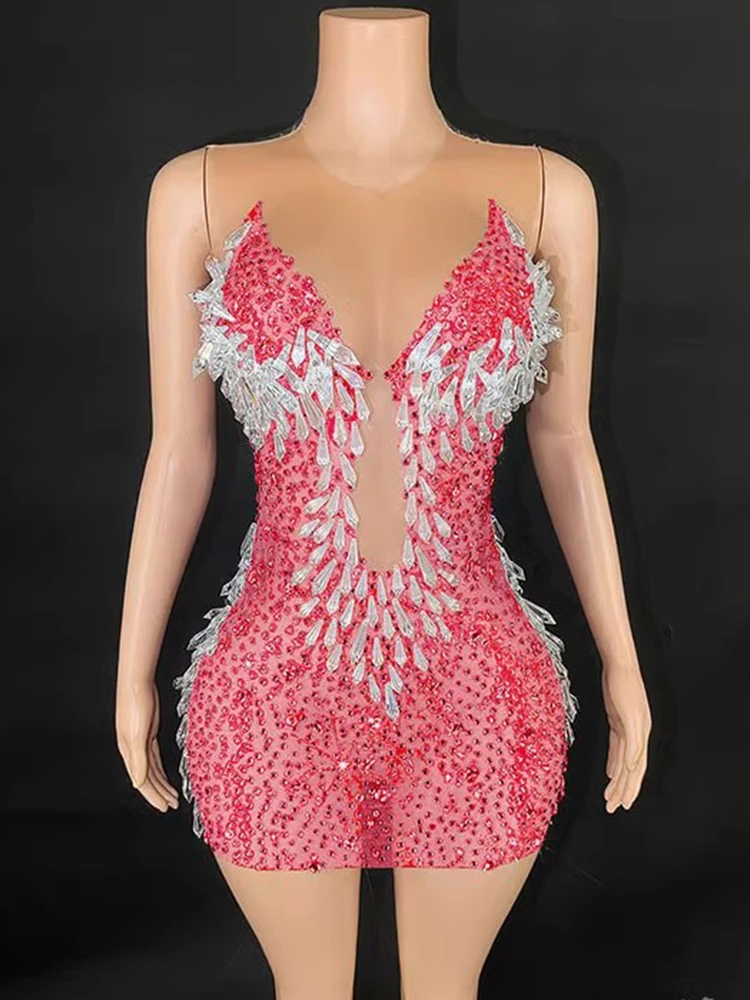 High Quality Rhinestone Color Blocked Elastic Dress 2025 New Fashion Custom Women'S Clothing