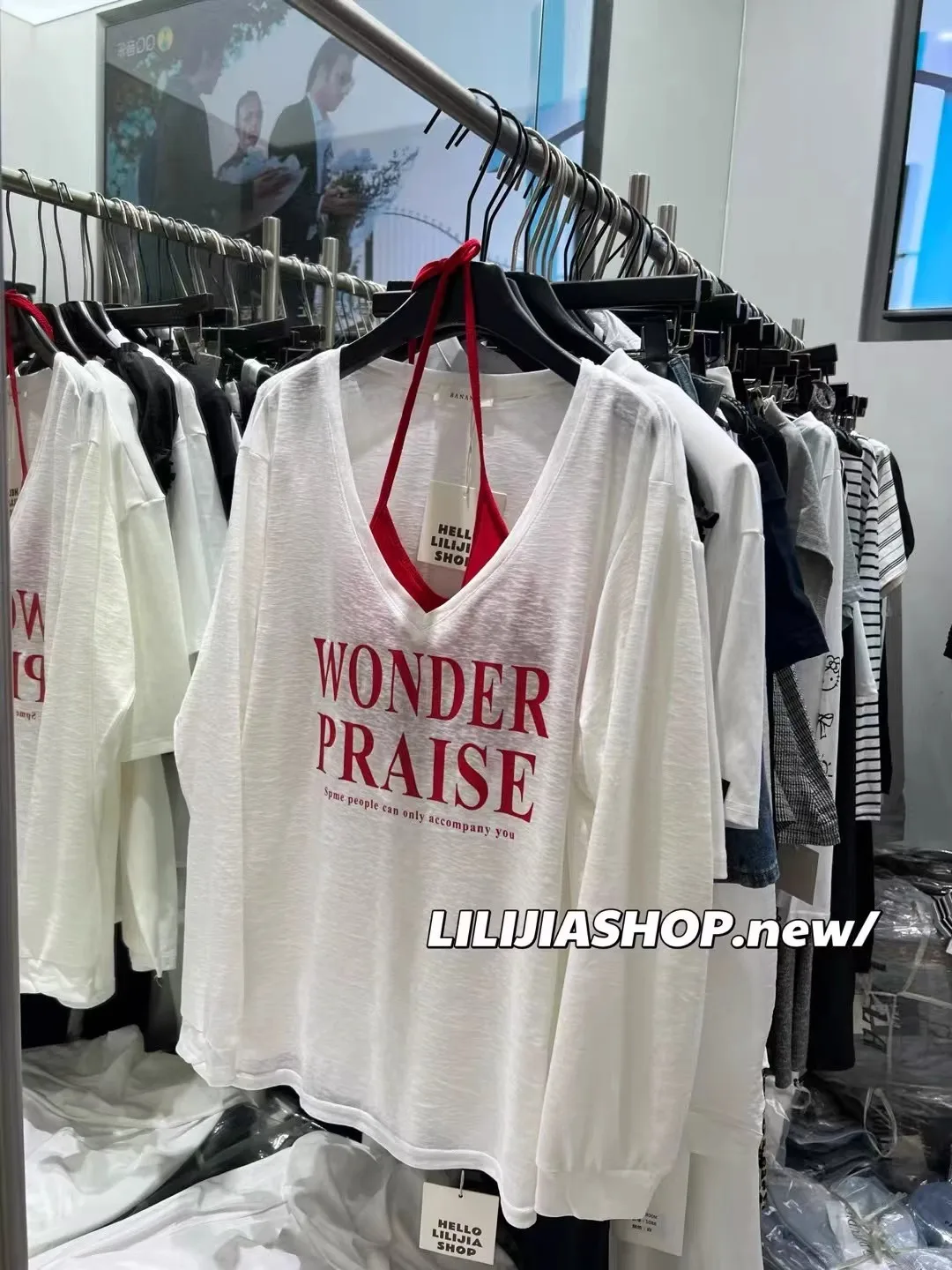 Dongda Gate Zomer Nieuwe V-hals Letterprint Zonbescherming Lange Sve T-shirt Hangende Ne-riem Tweedelige set Dames