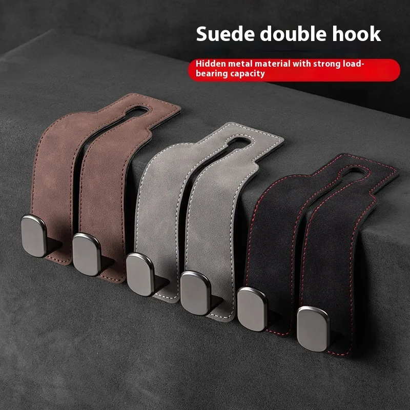 

Car Hook Seat Back Upgrade Double Hook Faux Leather Rear for Car Interior Accessories Use