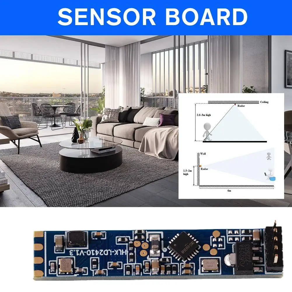 24G Human Presence Sensing Radar Module Millimeter Pitch Sensor Angle Bluetooth Wave LD2410B Module C Detection G1I1