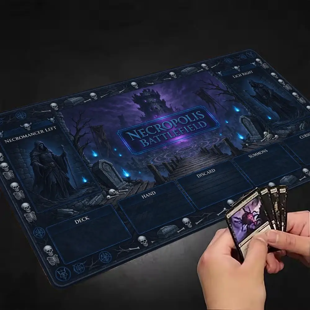 Dark Battlefield Gaming Play Mat Non Slip Rubber Base Thick Rubber For Strategy Board Game Home
