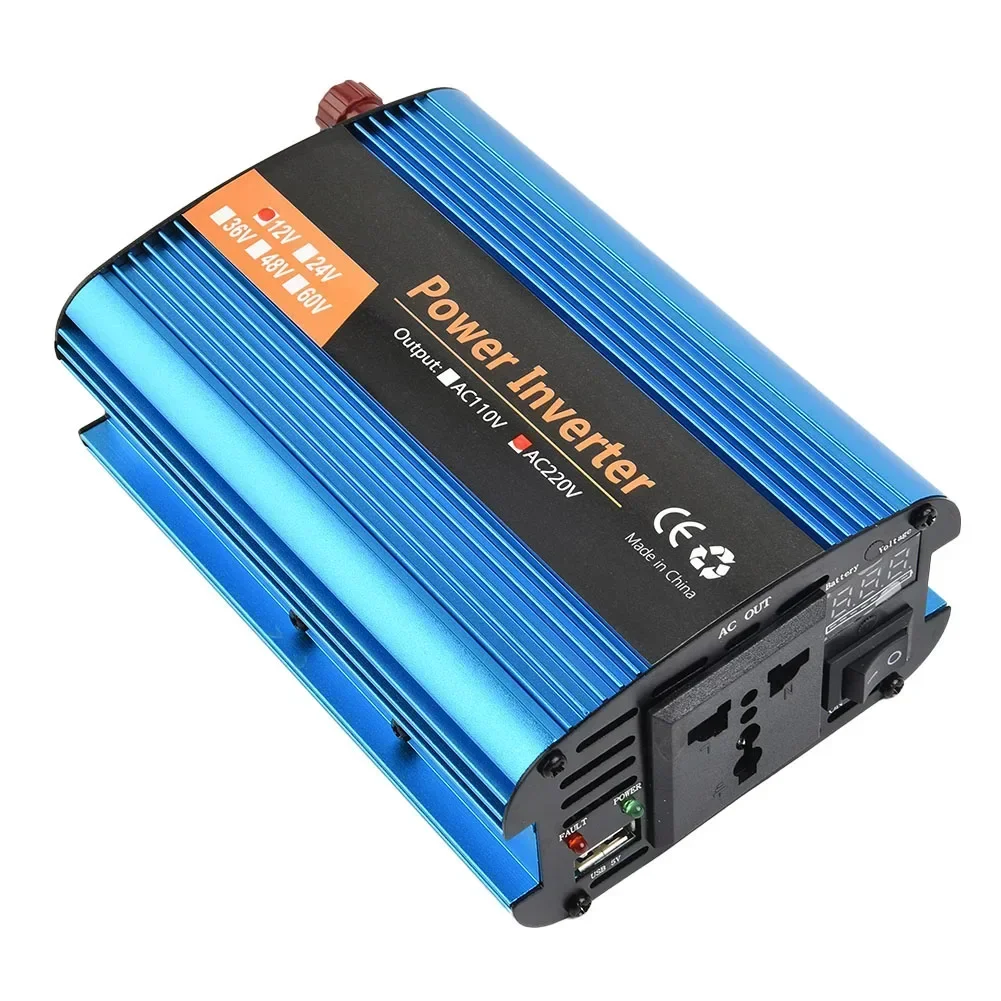 

High Power Power Inverter Replacement Solar Aluminum Alloy Blue Modified Sine Wave W/Power Cord 12V/24V-220V High Quality