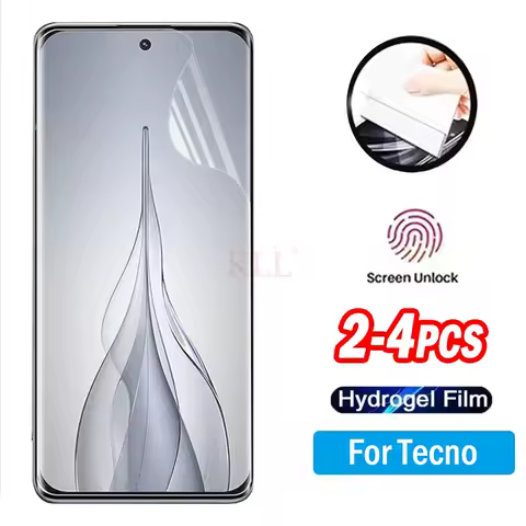 2-4pcs Clear Hydrogel Film For Tecno Pova Slim Curved Screen Protector for Tecno Spark 40 20 Pro+ Camon 30s Soft Film not glass
