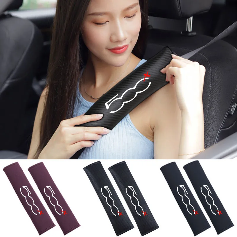 

Car Safety Belt Cover Adjustable Seat Belt Cover Shoulder Strap Covers For FIAT 500X 500 500E 500L 500C 500S Car Accessories