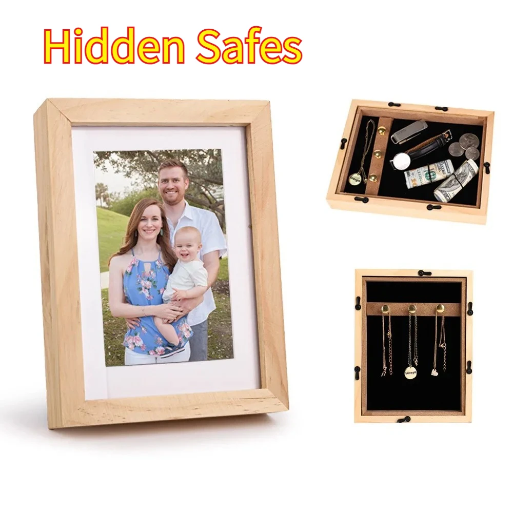Hidden Storage Photo Frame Multifunctional Organizer Keys Small Items Hidden Safes Perfect Decor for Home Office Security