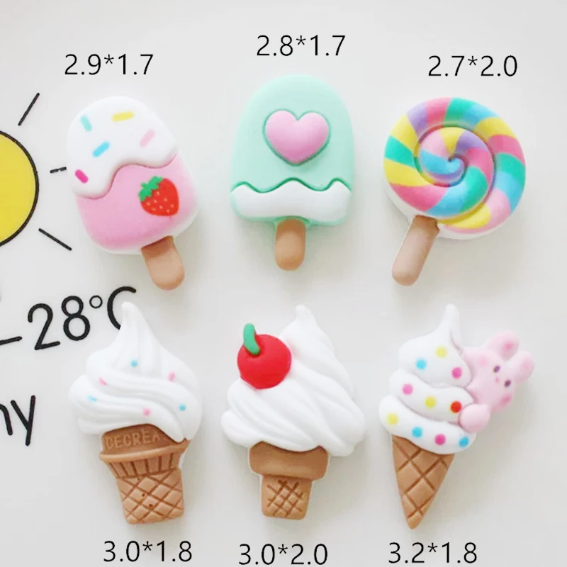 10 Pcs New Cute Lollipop Heart Rabbit Ice Cream Flat Back Resin Scrapbook Diy Party Hairpin Accessories Decorate A52