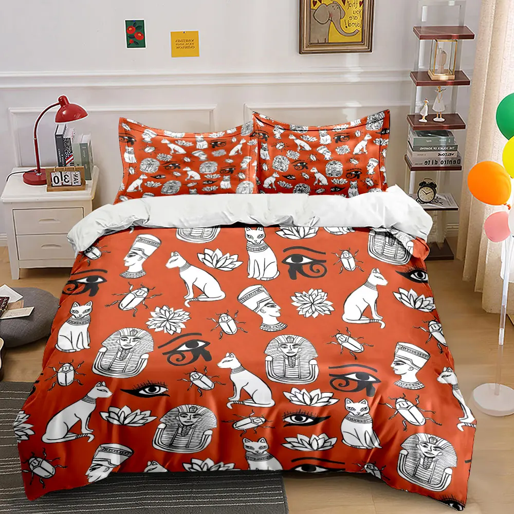 Egyptian Elements Artistic Pattern Print Soft Comfortable Duvet Cover Bedding Set Included 1*Duvet Cover 2*Pillowcases