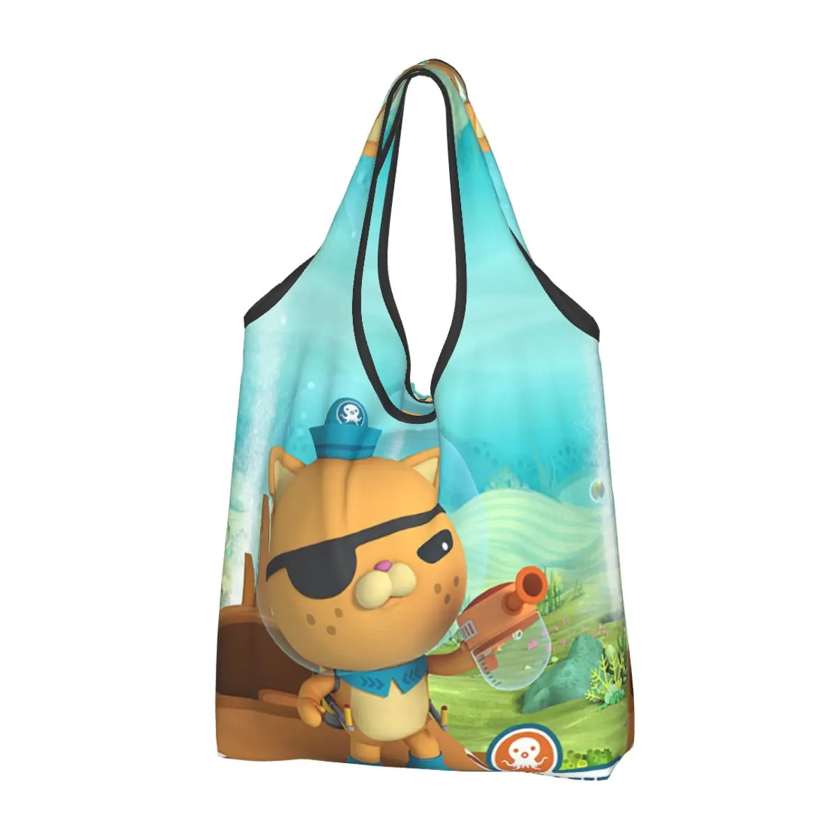 Kid Kwazii The Octonauts Portable Tote Shopping Bags Foldable Shopper Bag Groceries Handbag Shoulder Bag