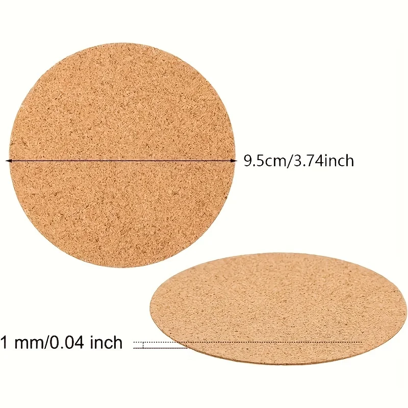 20 Pieces Cork Coasters, Self-adhesive Cork Coasters, Insulated Solid Color Placemats, Round, Square Cork Cushions, for Coasters