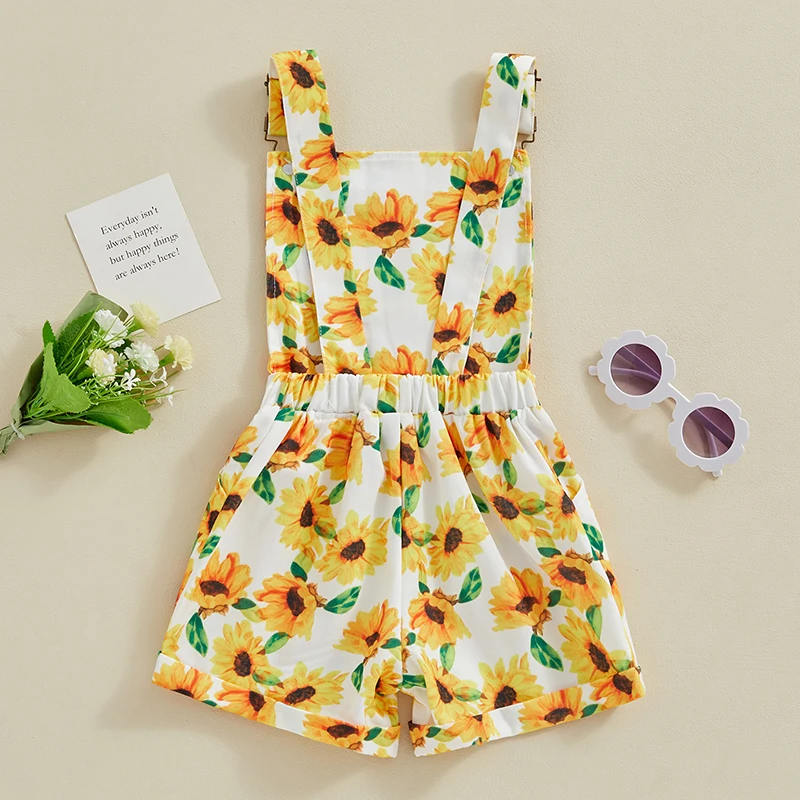 

Toddler Baby Girl Sunflower Overalls Shorts Sleeveless Suspender Jumpsuit Romper Summer Clothes Outfit Clothing