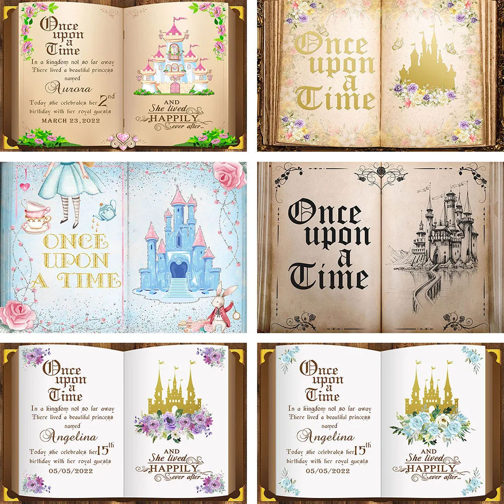 Mehofond Once Upon A Time Photography Backdrop Boy Girl Birthday Party Castle Fairy Book Wonderland Decor Background Photozone