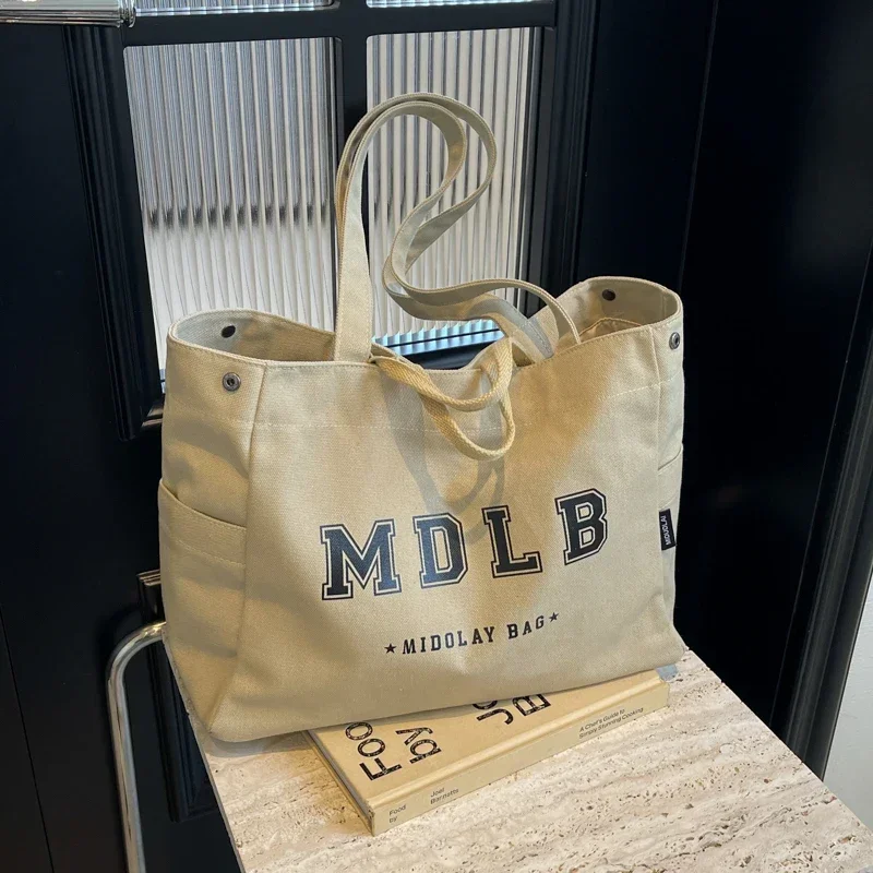 

Холщовая сумка большой вместимости для женщин, универсальная сумка через плечо для путешествий, повседневная и минималистичная большая сумка, сумка-тоут Gran Paquete