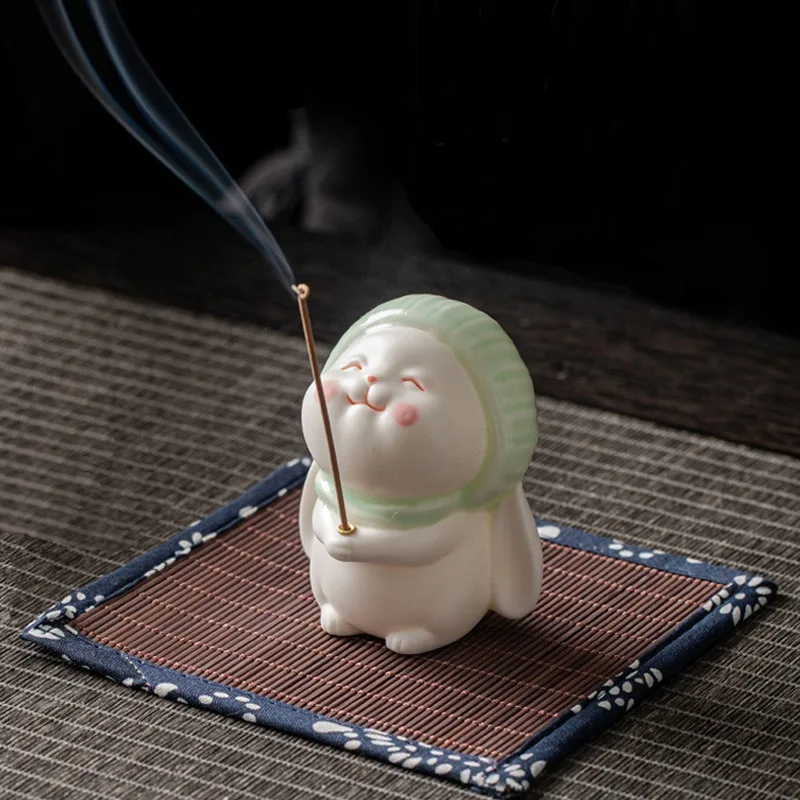 

LH ceramic aromatherapy stove ornament soft cute healing tea pet gift household indoor line incense plug