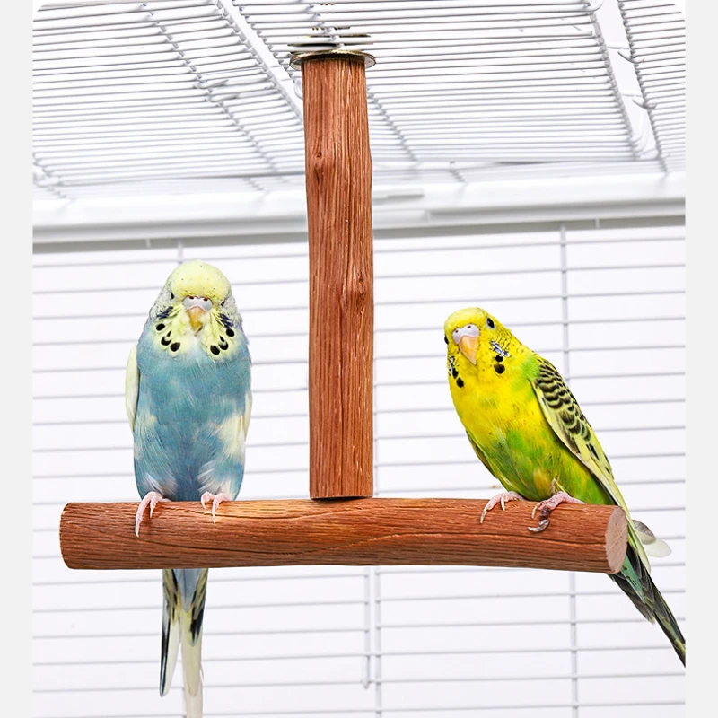 Natural Fruit Tree Parrot Pole Toy T-shaped  Bird Cockatiel Parakeet Perches Bite Claw Grinding Toy Bird Cage Accessories Pet To