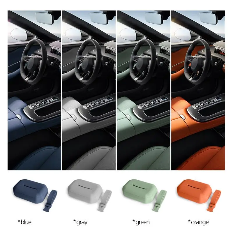 سيارة سيليكون الأصلي سيارة اللون مربع الأنسجة صندوق ورقة رسم حقيبة مسند الظهر معلقة الأنسجة صندوق تعديل السيارة الداخلي #4