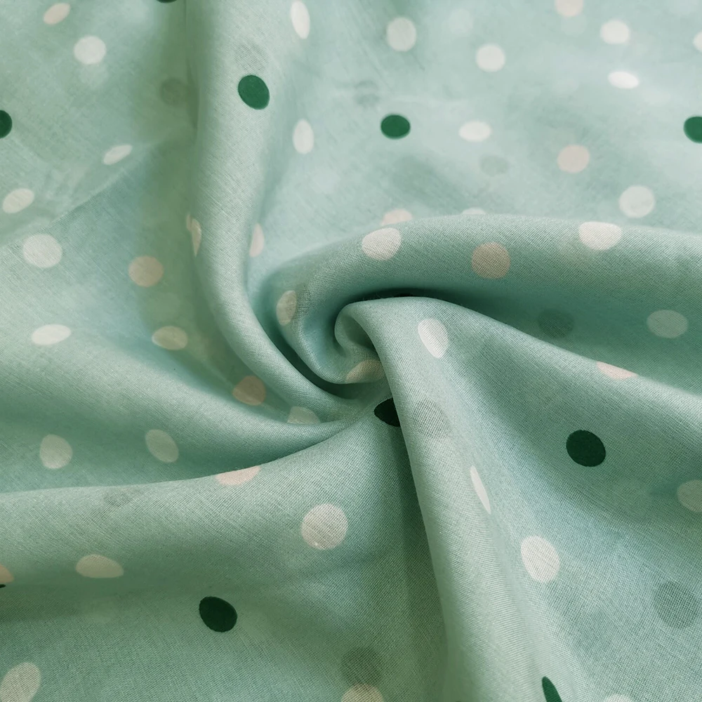 1 meter X 1.35 meter Cute Polka Dots Material Lining Natural Silk Cotton Fabric