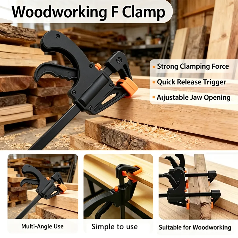 4inch Woodworking Clamp Fixed Type Quick Ratchet Release Speed Extruded Nylon Work Bar Kit Spreader Gadgets DIY Portabl