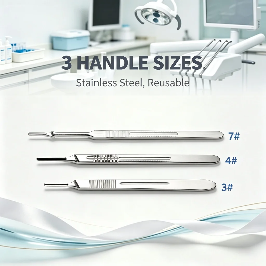 Stainless Steel 10 23 Sterile Dental Scalpel Blades Kit with 3 4 7 Handle Dissection Tool for Oral Surgery Dental Lab Use