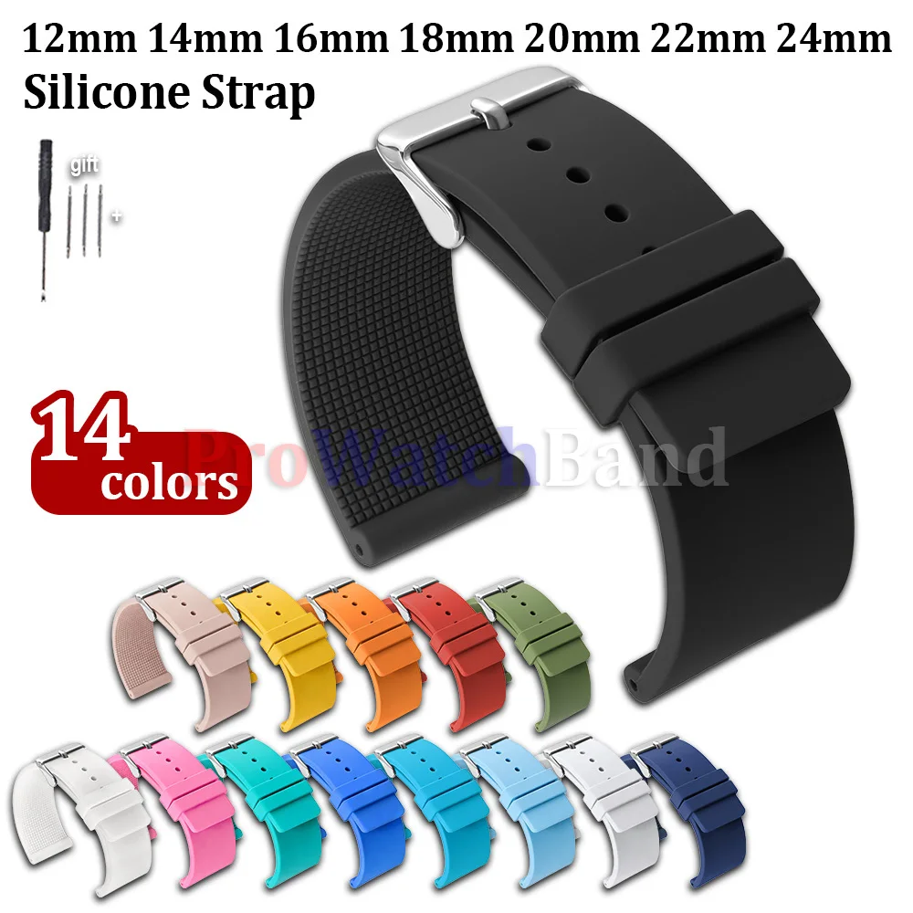 

Silicone Watch Band 12 14mm 16mm 18mm 20mm 22mm 24mm Thin Soft Rubber Strap for Omega for Huawei Wrist Men Women Yellow Bracelet