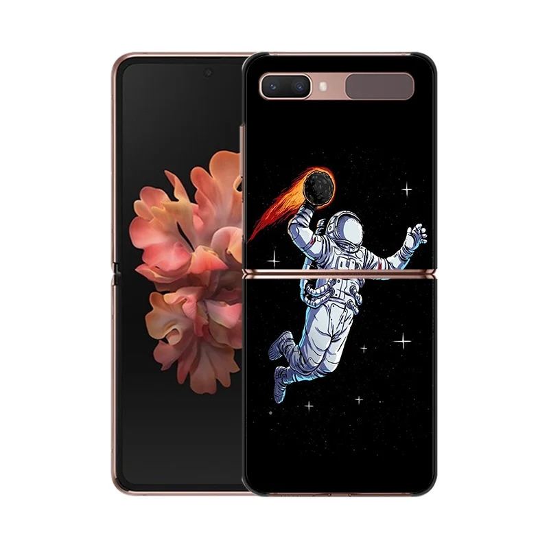 Black Phone Cases for Samsung Z Flip 6 5 4 3 5G Luxury Astronaut Play Basketball Hard Galaxy ZFlip6 Flip5 Flip4 Flip3 Cover