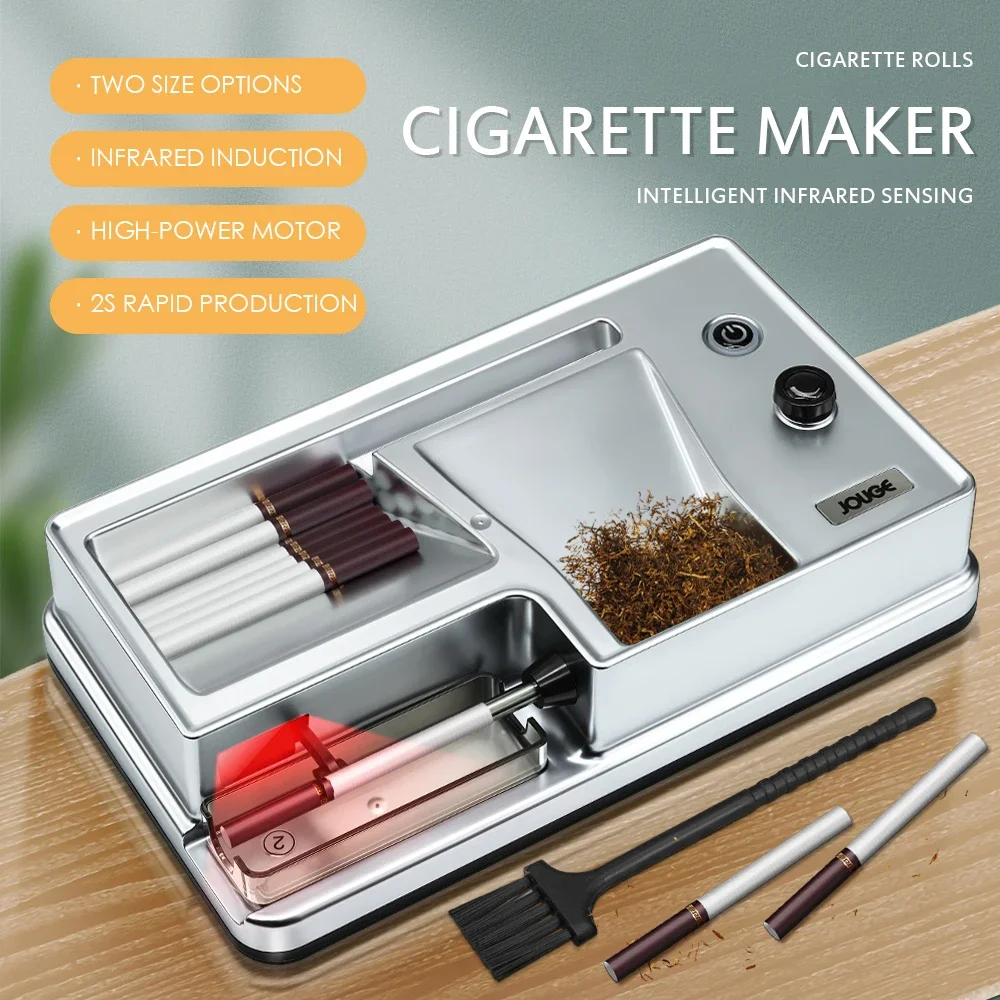 Infrared Automatic Cigarette Maker 6.5/8mm Electric Cigarette Rolling Machine Injector Tobacco Grind Filling Cigarette Roller