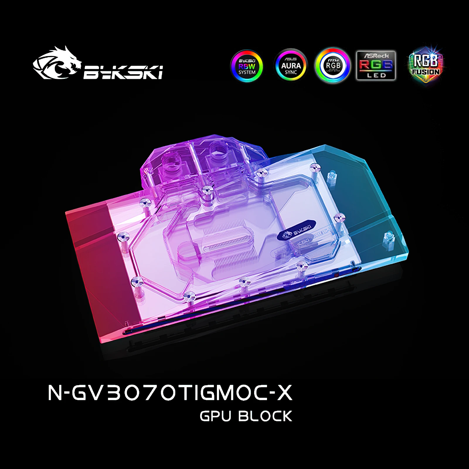 Bykski Full Cover RGB GPU Water Cooling Block with Backplate for GIGA RTX3070TI GAMING N-GV3070TIGMOC-X