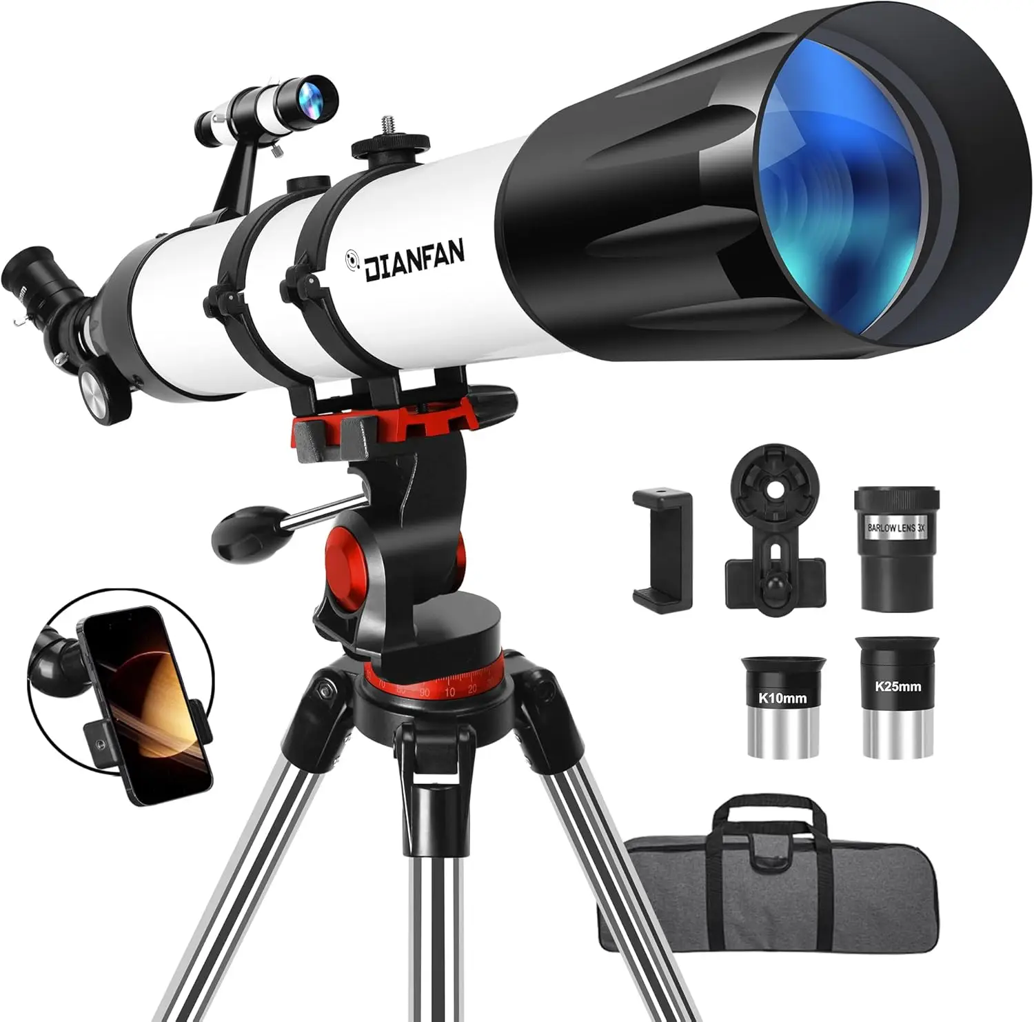 90 mm diafragma 800 mm telescopen voor volwassenen astronomie, draagbare professionele refractortelescoop voor beginners