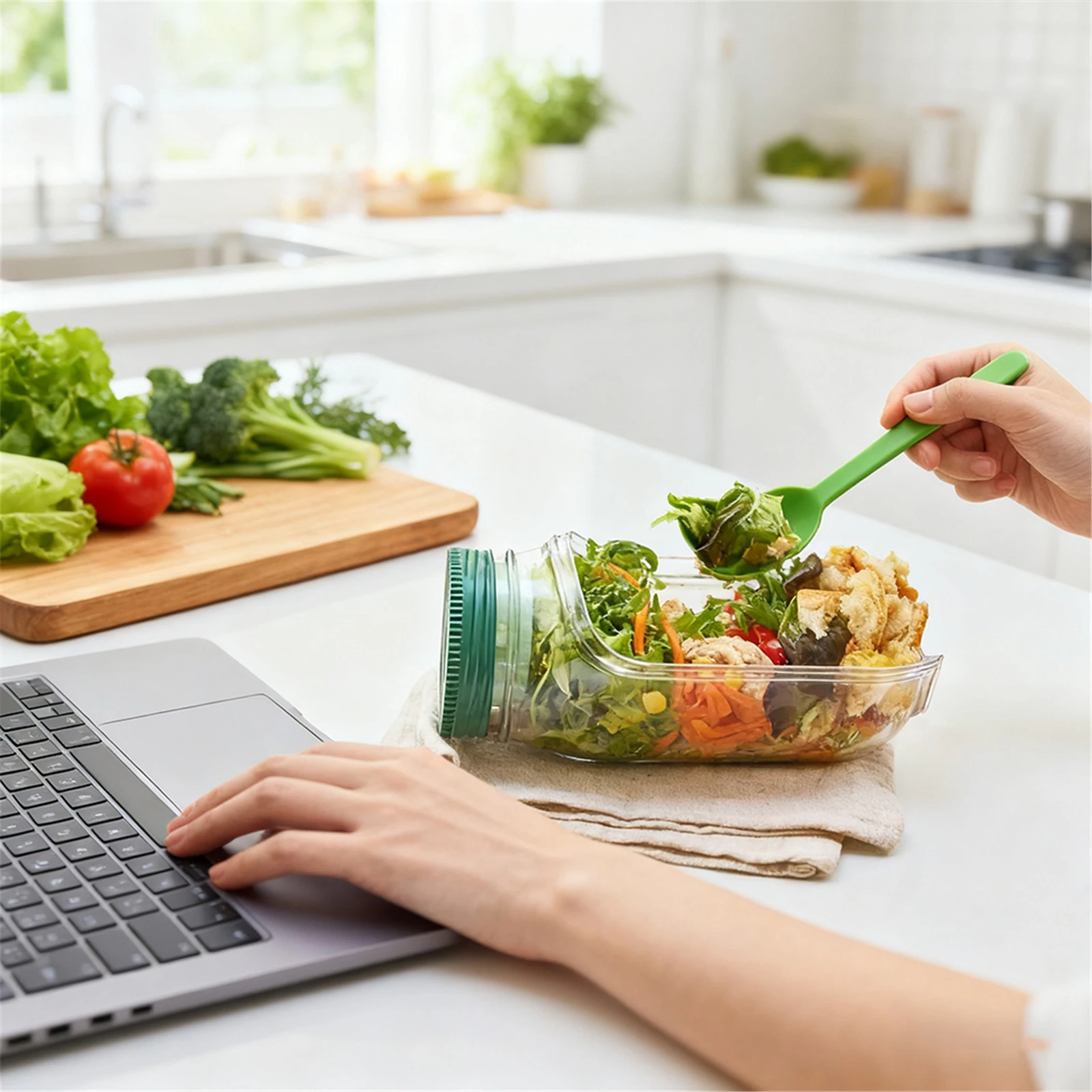 

Контейнер для салата с боковым открытием и крышкой, банка-контейнер для салата для дома, улицы, путешествий и вечеринок