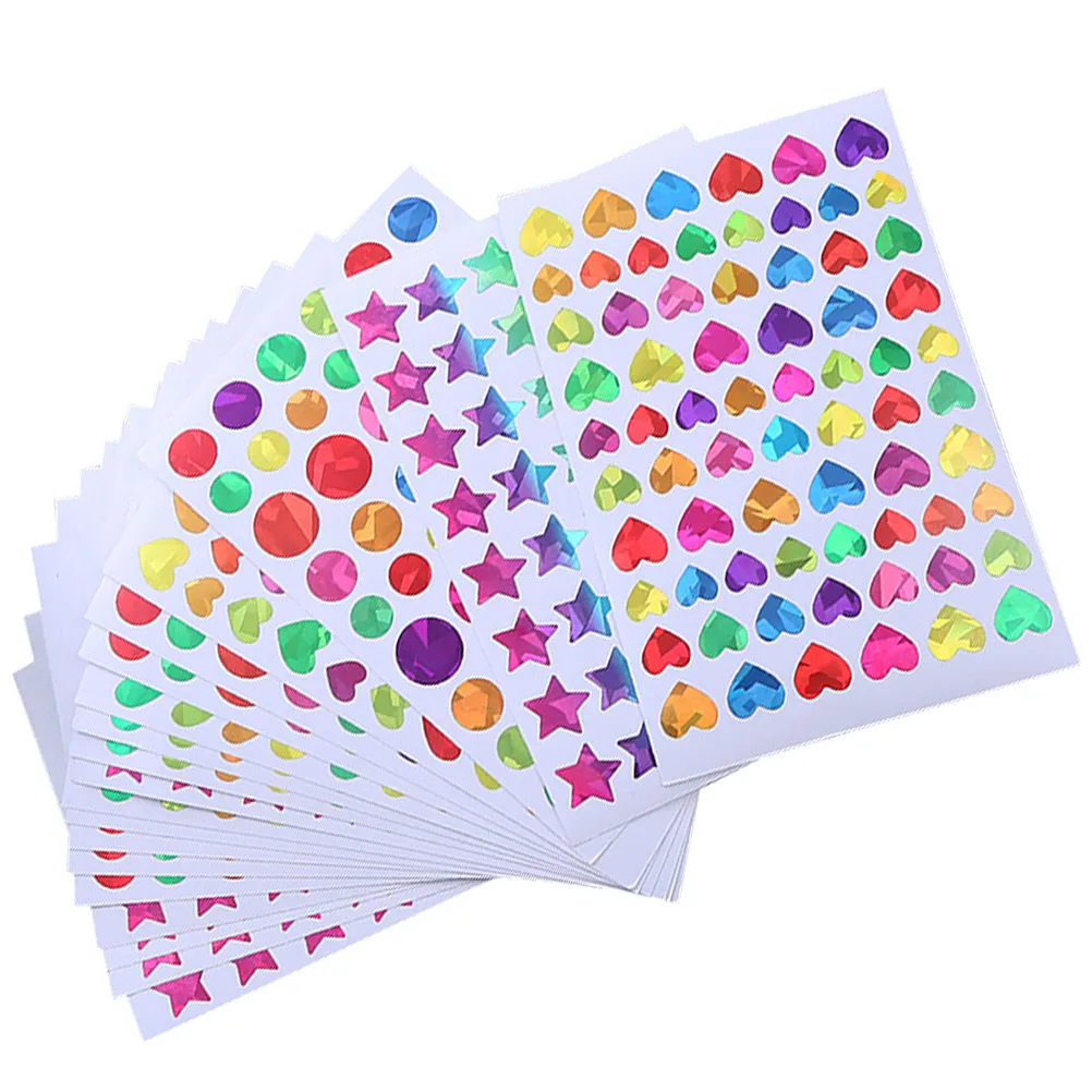 30Sheets Reward Stickers Adhesive Safe Non-Toxic PVC Round Heart Star Dot Shape for Teachers Classroom Motivation