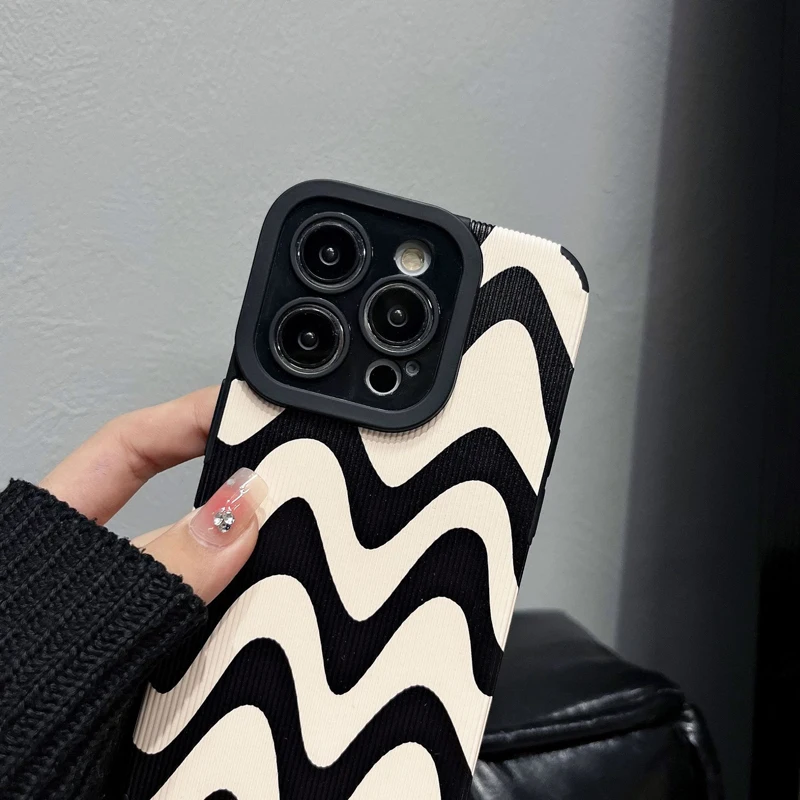 Móda retro jednoduchý zebra pruhy telefon pouzdro pro iPhone 14 11 12 13 pro maxi mini 14plus X XR XS maxi 7 8 plus černá bílá obal