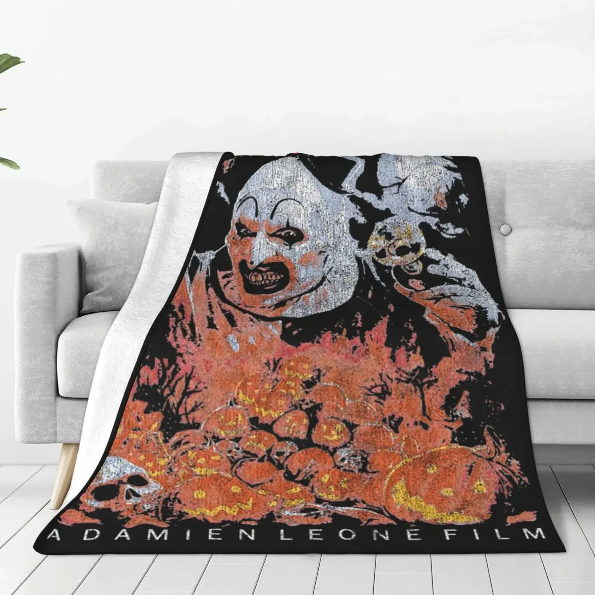 Terrifier 2 Horror Movie Blankets Fleece Print Slasher Film Cozy Lightweight Throw Blankets for Bed Couch Bedding Throws