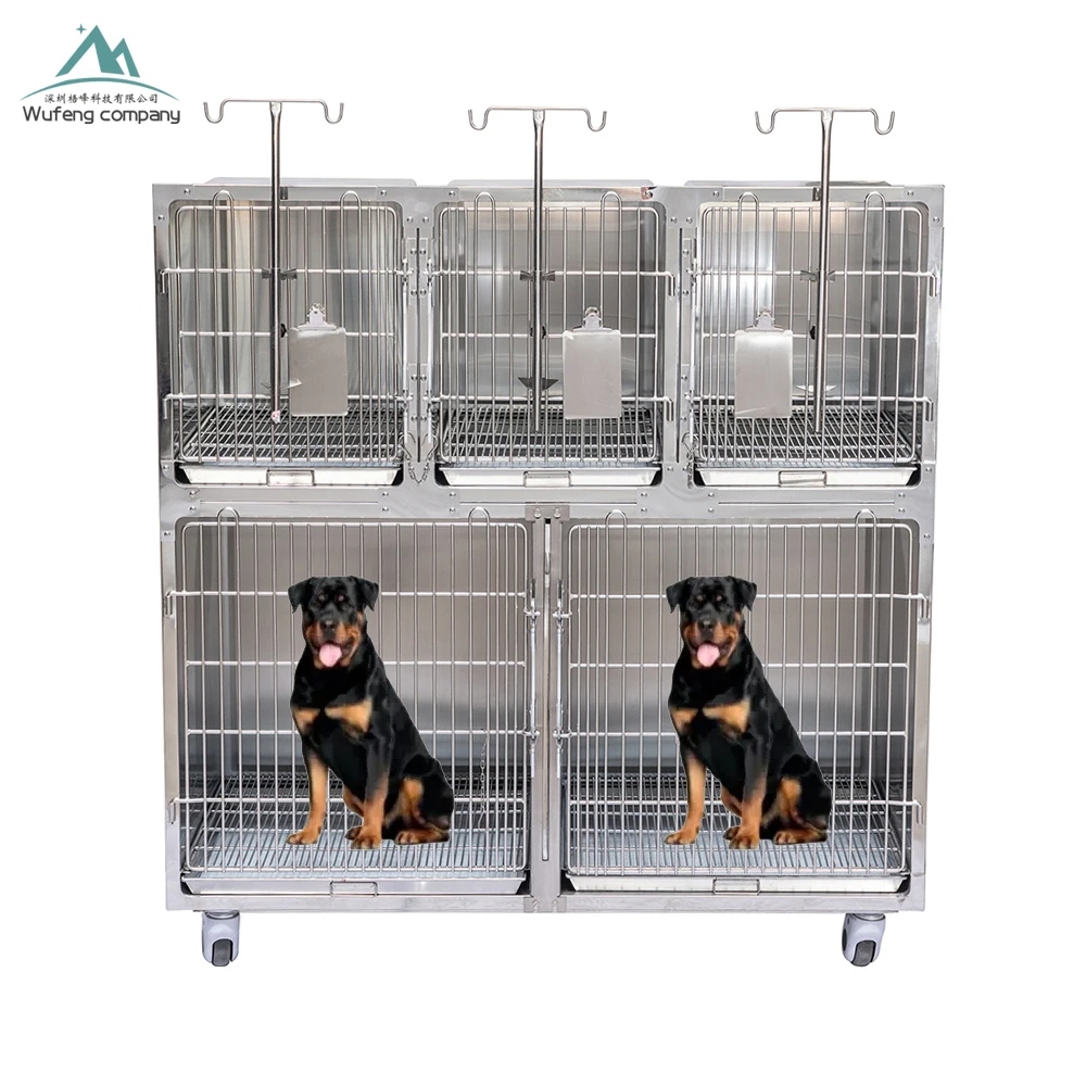 

Veterinary Equipment Vet Stainless Steel Pet Dog Cages Pet Cages With Wheels For Dog Cat Clinic And Hospital