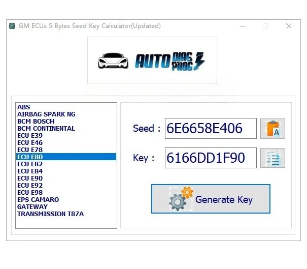For GM 5-Byte Seed Key Calculator for GM Vehicles ECUs Professional Tool To Map GM Security Algorithms ECU Type Seed