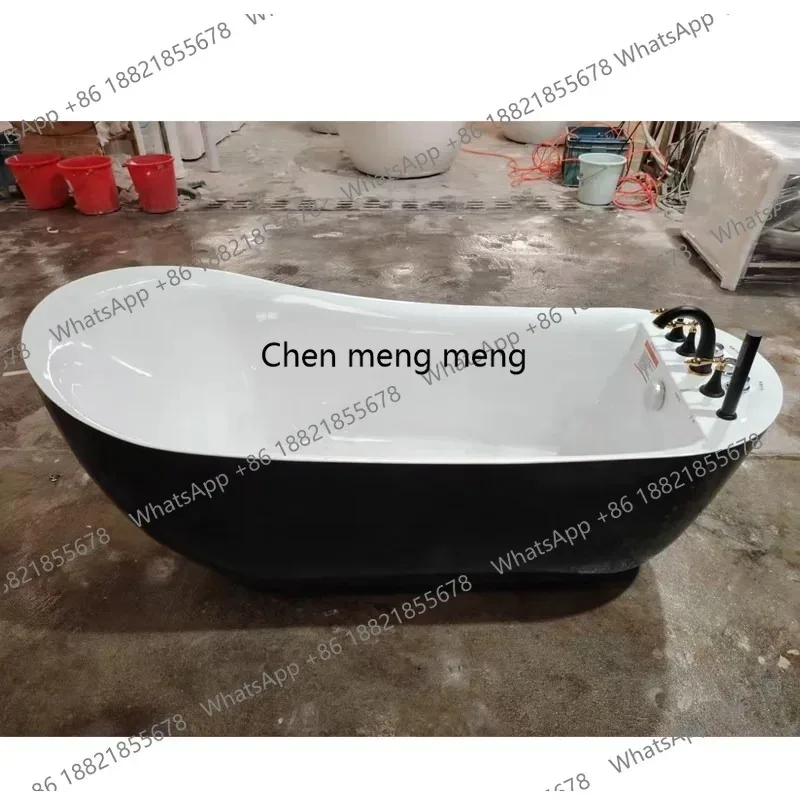 Retro Home Hotel B & B Acrylic with Hardware Bathtub Independent Seamless Integrated Adult Deep Soaking Bathtub