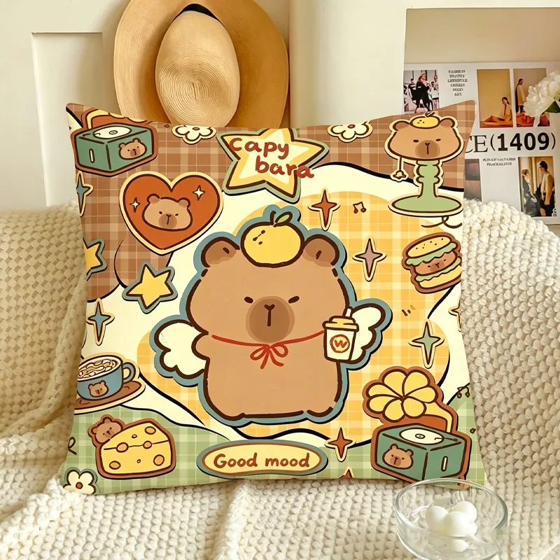 Capibara 45x45cm Pillow Cover for Sofa Fashion Double-sided Printing Cushion Cover Home Decorative Pillowcase Decoration Gifts
