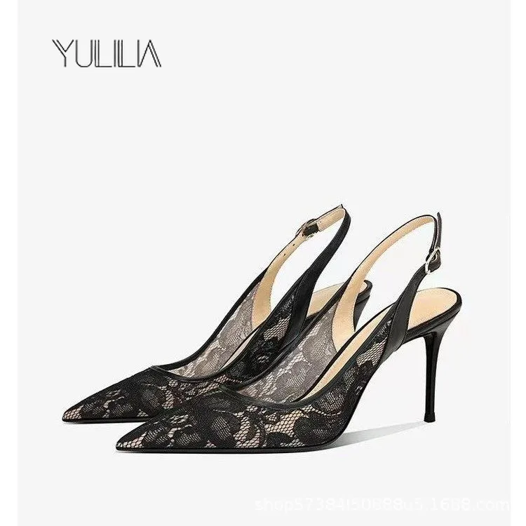 

YULILIA women high-heeled sandals women's summer new models not tired, pointed feet French style large size wide feet high heels