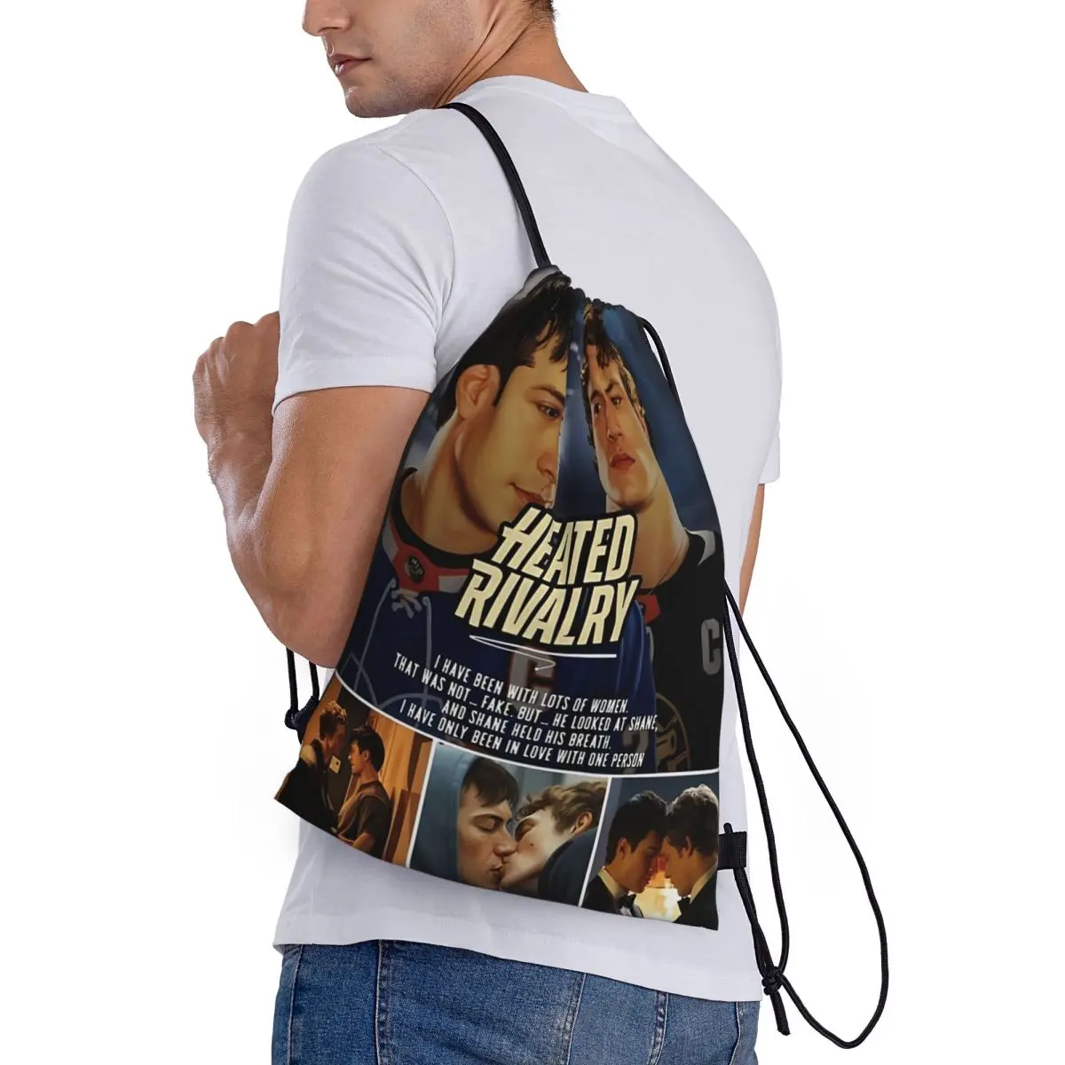 

Heated Rivalry Backpacks Casual Drawstring Bundle Pocket Sports Bag Book Bags for Man Woman School