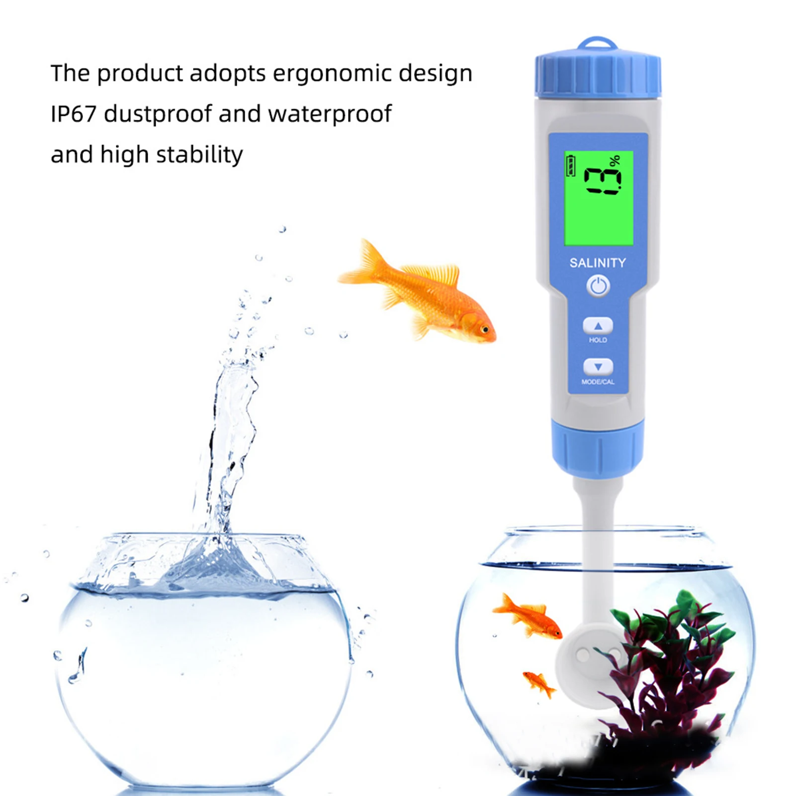 Digital Salinity Meter IP67 Waterproof Salinity Meter Tester for Food High Accuracy Salt Concentration Measuring Salinity Tester