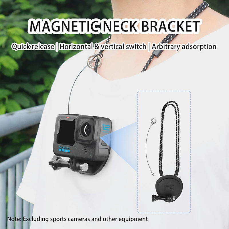 For GoPro 13/Insta 360 AcePro/X4 3/DJI Action 3/4/5 Pro/Pocket 3 Camera Smartphone Quick Release Magnetic Neck Bracket Mount Kit