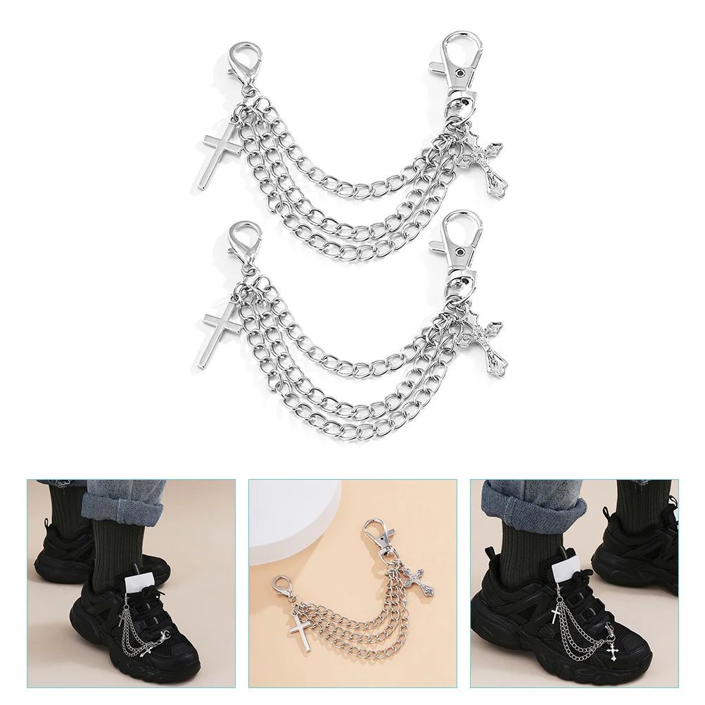 

2pcs Boot Chains Chain Cross Chain Women'S Shoe Decoration With Cross Embellishments For Sneakers Boots Cowgirl Style Western