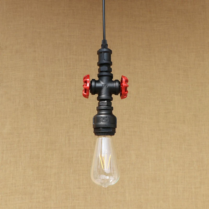 

Vintage Water pipe style Pendant Lamp one head Hanging LED bulb with Edison Light bulb Kitchen Cabinet Lights bar