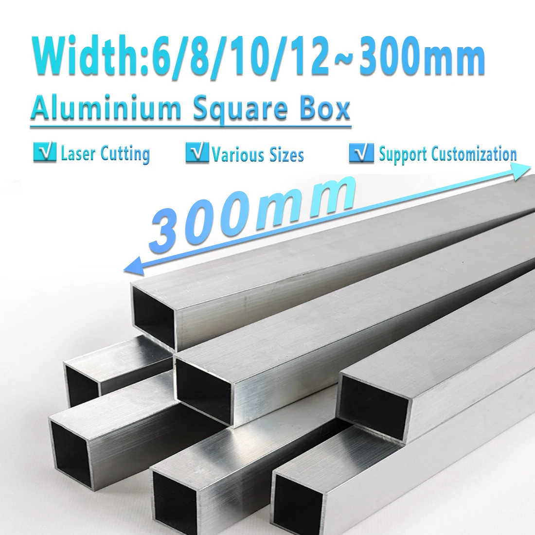

Aluminum Alloy Square Tube, 6-100mm Width, 300mm Length, Square Profile, DIY Decoration, Hollow Aluminum Square Tube
