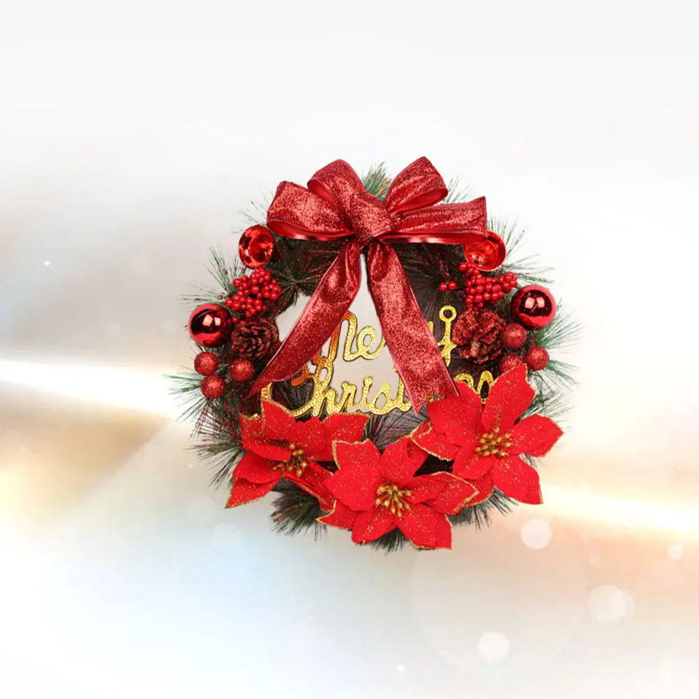 30 cm Weihnachtsdekoration, Kranz-Anhänger, künstliche Kränze, Türverkleidung, rote Wand